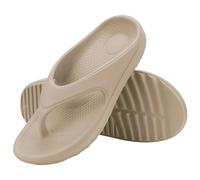IOEUIWP Women Flat Sandals Slippers Outdoor Non-slip House Unisex Beach Slides Orthopedic Breath Soft Para interior y exterior(Khaki1,37)
