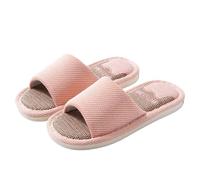 IOEUIWP Women Linen Slippers Four Seasons Indoor Sandals Adults Cartoon Slides Couples Open Toed Breathable Home Shoes Para interior y exterior(Pink,40-41)