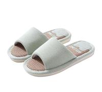 IOEUIWP Women Linen Slippers Four Seasons Indoor Sandals Adults Cartoon Slides Couples Open Toed Breathable Home Shoes Para interior y exterior(Green,36-37)