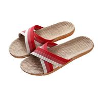 IOEUIWP Women Shoes Slippers Flat Open Toe Linen Lightweight Summer Sandals Ladies Flip-flop For Indoor House Slides Para interior y exterior(Grape,39-40)