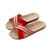 IOEUIWP Women Shoes Slippers Flat Open Toe Linen Lightweight Summer Sandals Ladies Flip-flop For Indoor House Slides Para interior y exterior(Blue,39-40)