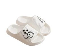 IOEUIWP Women Slippers Thick Platform Non-Slip Home Cat Cartoon Flip Flops Summer Beach Sandals Slides Indoor Shoes Para interior y exterior(White,44-45)