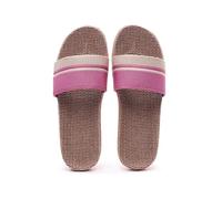IOEUIWP Women's Breathable Linen Slippers Soft Sole Indoor For All Seasons Simple Versatile Home Wear Sandals Para interior y exterior(Horizontal pink,39-40)