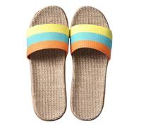 IOEUIWP Women's Breathable Linen Slippers Soft Sole Indoor For All Seasons Simple Versatile Home Wear Sandals Para interior y exterior(Yellow Blue Orange,39-40)