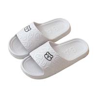 IOEUIWP Women's Slippers Indoor Soft Sole Cartoon Bear Print Slides Bathroom EVA Men Summer Outdoor Cool Shoes Couple Para interior y exterior(Gray,39)