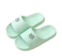 IOEUIWP Women's Slippers Indoor Soft Sole Cartoon Bear Print Slides Bathroom EVA Men Summer Outdoor Cool Shoes Couple Para interior y exterior(Green,39)