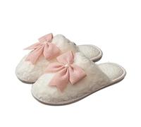 IOEUIWP Zapatillas de invierno for mujer, zapatos cálidos for interiores, bonitos y exquisitos lazos, suela suave for dormitorio, cómodos ocio for el hogar Para interior y exterior(Pink,40-41)