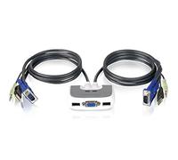 iogear - Conmutador KVM (2 Puertos MiniView, Micro USB, Audio y Cables incorporados)