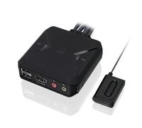 IOGEAR KVM Switch 2 PC 1 Monitor KVM HDMI Switch 4K@60Hz con cable y control remoto Plug-n-Play Hub USB compartición de periféricos USB y conexiones de audio, compatible con Windows Mac y Linux