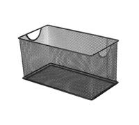 IOIUSKKU Cesta de almacenamiento de malla metálica gran capacidad para juguetes, ideal para la oficina, el baño, la despensa, el dormitorio, cocina y encimera. , Negro , 27 x 14 x 15 cm