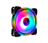 IOIUSKKU DC 12V 12cm RGB Gaming Computer Case Fan Reducción de Ruido Ventiladores de refrigeración de 4 Pines 1200RPM Enfriador de Velocidad rápida Accesorio de PC de Escritorio