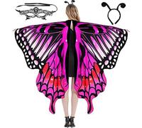 IOIUSKKU Disfraz de alas de mariposa vibrantes, accesorio imprescindible para baile, chal de color degradado para Halloween, agradable para la piel, decoración para danza del vientre