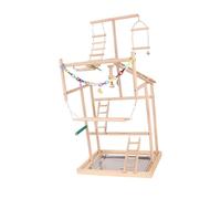 IOIUSKKU Equipo de Ejercicio para Loros con Percha de para Madera, Parque de Juegos para pájaros y Juguetes Divertidos Que ofrecen sesiones de Juego seguras,