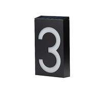 IOIUSKKU Placa de guía de luz de número, lámpara de pared Solar, placa Digital, farol de jardín, exterior, señal de dirección recargable, patio, Tres