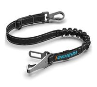 Iokheira cinturón de Seguridad para Perros, cinturón de Seguridad para Mascotas y Accesorio de Barra de Cierre con mosquetón Giratorio con Cerradura (Negro)