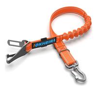 IOKHEIRA Cinturón Seguridad Perro, Ajustable Perros Correa con Elástico y Fuerte Mosquetón, Cinturón De Seguridad para Perros Apto para Todos Los Perro Medianos y Grandes(Naranja)