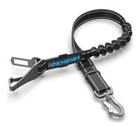 IOKHEIRA Cinturón Seguridad Perro, Ajustable Perros Correa con Elástico y Fuerte Mosquetón, Cinturón De Seguridad Para Perros Apto Para Todos Los Perro Medianos y Grandes(Negro)