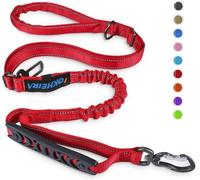 Iokheira Correa para Perro, Correa Ajustable (1,2 a 1,8 m) con Cinturón de Seguridad para Perro, Mango Acolchado Cómodo e Hilos Reflectantes (Rojo)