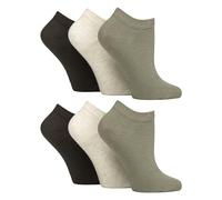 IOMI 6 pares de calcetines de entrenamiento para diabéticos para mujer extra anchos para pies hinchados, Caqui/bosque/crema/gris, 4-8