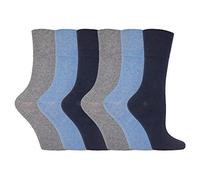 IOMI - 6 pares mujer sin elasticos diabeticos calcetines para la circulacion (37-42 eur, Black LA1)