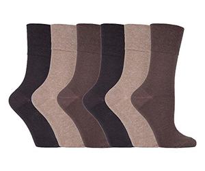 IOMI - 6 pares mujer sin elasticos diabeticos calcetines para la circulacion (37-42 eur, Brown LA6)