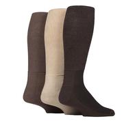 IOMI Calcetines para diabéticos hasta la rodilla, paquete de 3 calcetines de bambú no elásticos para pies hinchados, calcetines largos extra anchos sin ataduras suaves, café, 24-26