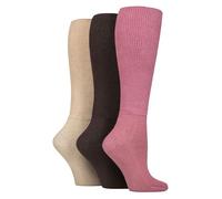 IOMI Calcetines para diabéticos hasta la rodilla, paquete de 3 calcetines de bambú no elásticos para pies hinchados, calcetines largos extra anchos sin ataduras suaves, Rosa Oscuro, 4-8
