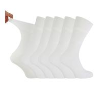 IOMI Footnurse - Calcetines para diabéticos de algodón no elásticos para hombre, 6 pares con parte superior de panal, blanco, 24-26