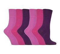 IOMI Footnurse - Calcetines para diabéticos no elásticos para mujer, 6 pares, con agarre suave, parte superior ancha 4-8, rosa, 32-36