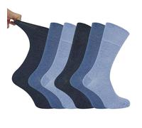 IOMI Footnurse - Calcetines para diabéticos sueltos no elásticos para hombre, 6 unidades, con costuras unidas a mano, 5 colores, azul, 6-11