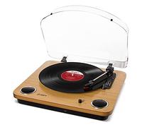 ION Audio MAX LP - Tocadiscos de Vinilo de 3 Velocidades con Altavoces estéreo, Salidas Auriculares y RCA, Salida USB para Convertir Discos de Vinilo a Archivos Digitales, Acabado en Madera
