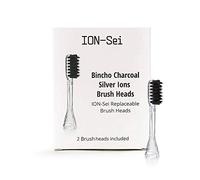 ION-Sei Cabezales de cepillo de repuesto - 2 cabezales de cepillo de carbón activo Bincho para el cepillo de dientes sónico ION-Sei/antibacteriano con carbón activo Bincho