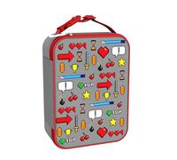 ION8 Bolsa Termica Porta Alimentos, Cremallera Fácil Acceso en 3 Lados, Bolsillo Externo para Botellas, Acolchado y Forrado Lavable, Parche de Nombre, Poliéster, Videojuegos Diseño Impreso