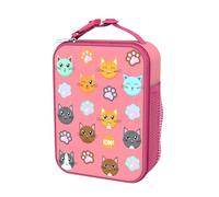 ion8 Bolsa Termica Porta Alimentos, Cremallera Fácil Acceso en 3 Lados, Bolsillo Externo para Botellas, Acolchado y Forrado Lavable, Parche de Nombre, Poliéster, Impreso, Gatos