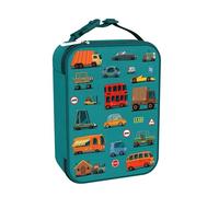 ion8 Bolsa Termica Porta Alimentos, Cremallera Fácil Acceso en 3 Lados, Bolsillo Externo para Botellas, Acolchado y Forrado Lavable, Parche de Nombre, Poliéster, Impreso, Automóviles