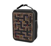 ion8 Bolsa Termica Porta Alimentos, Cremallera Fácil Acceso en 3 Lados, Bolsillo Externo para Botellas, Acolchado y Forrado Lavable, Parche de Nombre, Poliéster, Impreso, Minas Gamer