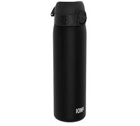 ion8 Botella Agua, 500ml, a Prueba de Fugas, Fácil de Abrir, Cerradura Segura, Apta para Lavavajillas, Sin BPA, Asa de Transporte, Fácil de Limpiar, Neutro en Carbono, Negro