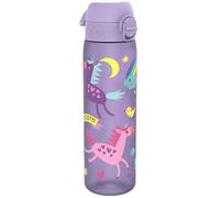 ion8 Botella Agua, 500ml, a Prueba de Fugas, Fácil de Abrir, Cerradura Segura, Apta para Lavavajillas, Sin BPA, Asa de Transporte, Fácil de Limpiar, Neutro en Carbono, Unicornios, Púrpura