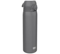 Ion8 Botella Agua Acero Inoxidable Termica, 500ml, a Prueba de Fugas, Fácil de Abrir, Cerradura Segura, Aptas para Lavavajillas, Adapta a Portavasos, Asa de Transporte, Resistente a Rayones, Gris