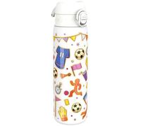 ion8 Botella Agua Acero Inoxidable Termica, 500ml, a Prueba de Fugas, Fácil de Abrir, Cerradura Segura, Aptas para Lavavajillas, Adapta a Portavasos, Asa de Transporte, Diseño Fútbol