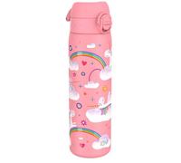Ion8 Botella Agua Acero Inoxidable Termica, 500ml, a Prueba de Fugas, Fácil de Abrir, Cerradura Segura, Aptas para Lavavajillas, Adapta a Portavasos, Asa de Transporte, Diseño Unicornios Arcoiris