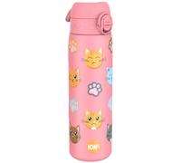 ion8 Botella Agua Acero Inoxidable Termica, 500ml, a Prueba de Fugas, Fácil de Abrir, Cerradura Segura, Aptas para Lavavajillas, Adapta a Portavasos, Asa de Transporte, Gatos