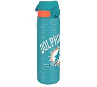 ion8 NFL Miami Dolphins Botella De Agua De Acero Ligera, 600 ml/20 oz, Sin Aislamiento, A Prueba De Fugas, Fácil De Abrir, Cierre Seguro, Apta Para Lavavajillas, Tapa Abatible, Cabe En Portavasos