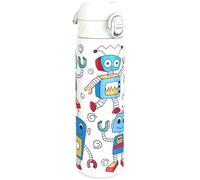 ion8 Botella Agua Inox Ligero, 600ml, Sin Aislamiento, a Prueba de Fugas, Fácil de Abrir, Aptas para Lavavajillas, Cerradura Segura, Fácil de Limpiar, en Relieve, Robots