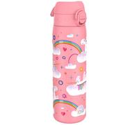 ION8 Botella de Agua Acero Inoxidable, 600ml, a Prueba de Fugas, Fácil de Abrir, Aptas para Lavavajillas, Cerradura Segura, Asa de Transporte, Fácil de Limpiar, Diseño en Relieve,Arcoíris de Unicornio