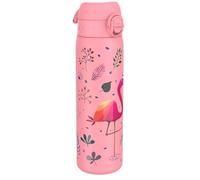 Ion8 Botella de Agua Acero Inoxidable, 600ml, a Prueba de Fugas, Fácil de Abrir, Aptas para Lavavajillas, Cerradura Segura, Asa de Transporte, Fácil de Limpiar, Diseño en Relieve, Flamenco
