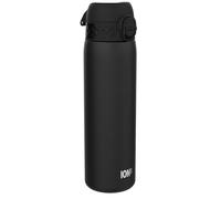 ION8 Botella Agua Inox Ligero, 600ml, Sin Aislamiento, a Prueba de Fugas, Fácil de Abrir, Cerradura Segura, Aptas para Lavavajillas, Fácil de Limpiar, Resistente a Rayones, Negro