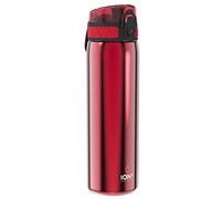 ion8 Botella Agua Inox Ligero, 600ml, Sin Aislamiento, a Prueba de Fugas, Fácil de Abrir, Cerradura Segura, Aptas para Lavavajillas, Fácil de Limpiar, Resistente a Rayones, Rojo