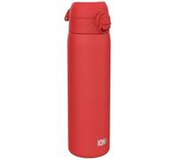 ion8 Botella Agua Inox Ligero, 600ml, Sin Aislamiento, a Prueba de Fugas, Fácil de Abrir, Cerradura Segura, Aptas para Lavavajillas, Fácil de Limpiar, Resistente a Rayones, Rojo