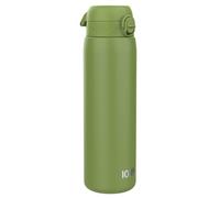 ion8 Botella Agua Inox Ligero de 1 Litro, Sin Aislamiento, a Prueba de Fugas, Fácil de Abrir, Cerradura Segura, Aptas para Lavavajillas, Resistente a Rayones, Verde Caqui